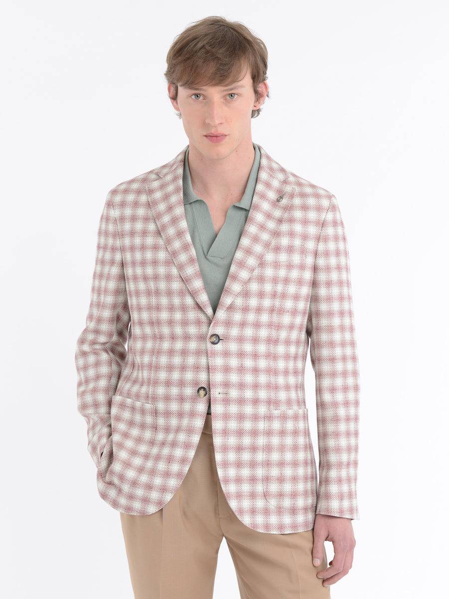 Paoloni Giacca slim check cotone lino delavè 2025