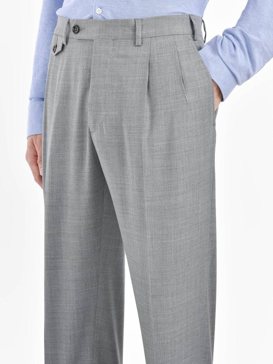 Paoloni Pantalone doppia pinces tela di lana stretch Vendita Calda