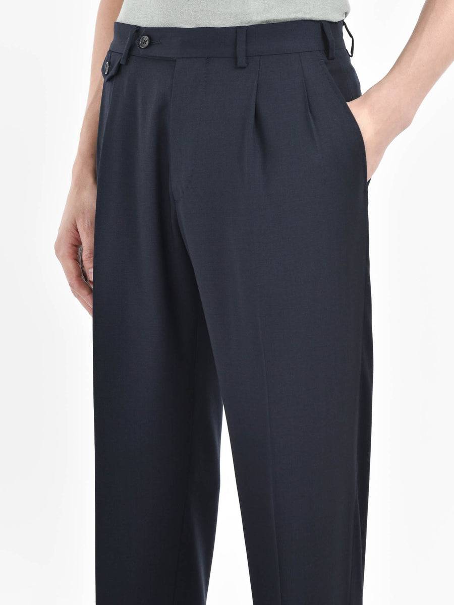 Paoloni Pantalone doppia pinces tela di lana stretch Vendita Economica