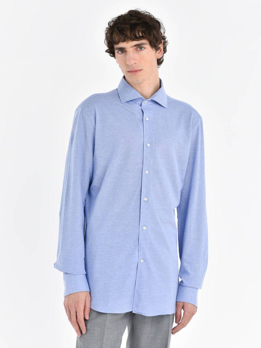 Paoloni Camicia regular piquet di jersey in cotone Italy
