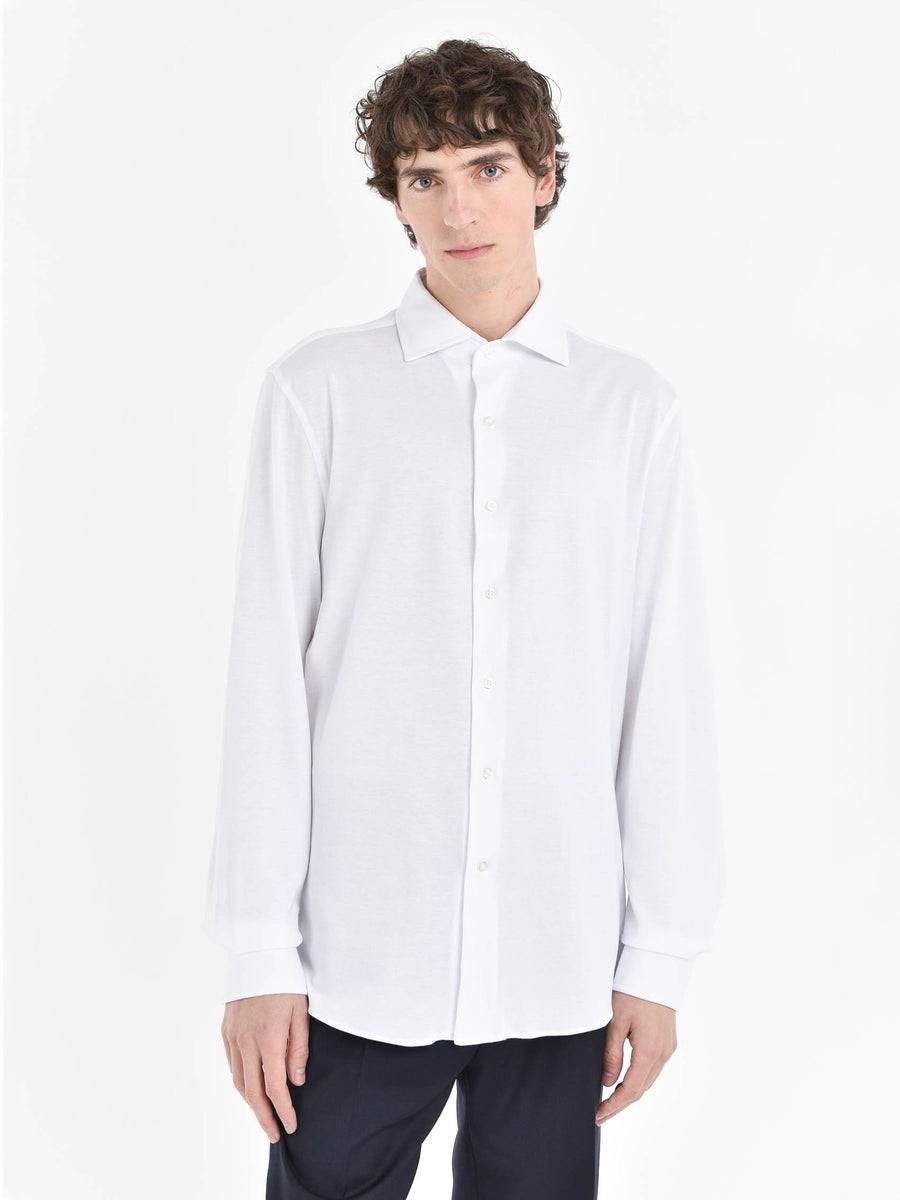 Paoloni Camicia regular piquet di jersey in cotone Italia
