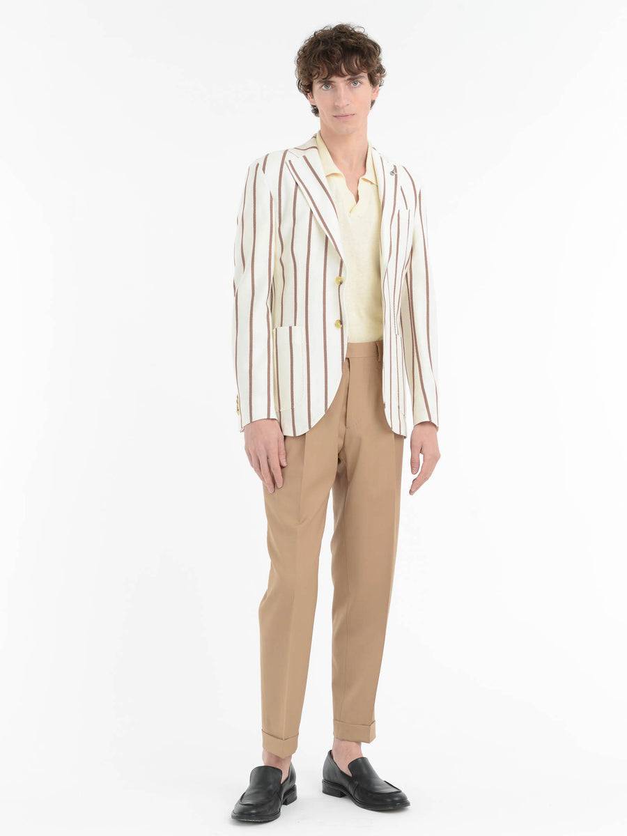 Paoloni Pantalone doppia pinces tela di lana stretch In Vendita