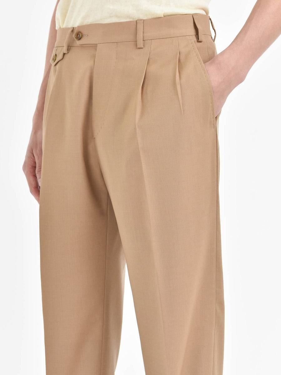 Paoloni Pantalone doppia pinces tela di lana stretch In Vendita