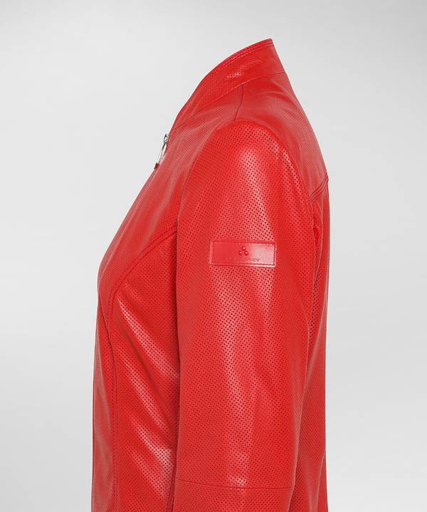 Peuterey Giacca biker lucida in pelle traforata Promozione Limitata