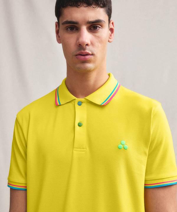 Peuterey Polo in piquet con dettagli fluo Sottocosto
