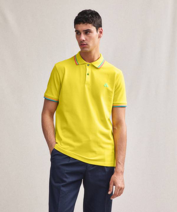 Peuterey Polo in piquet con dettagli fluo Sottocosto
