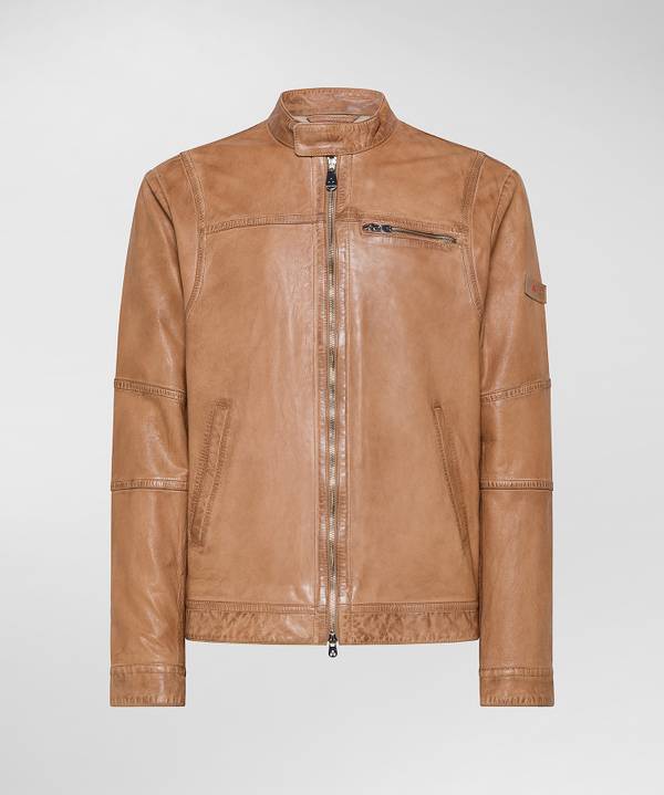 Peuterey Giacca biker in morbida pelle Vendita
