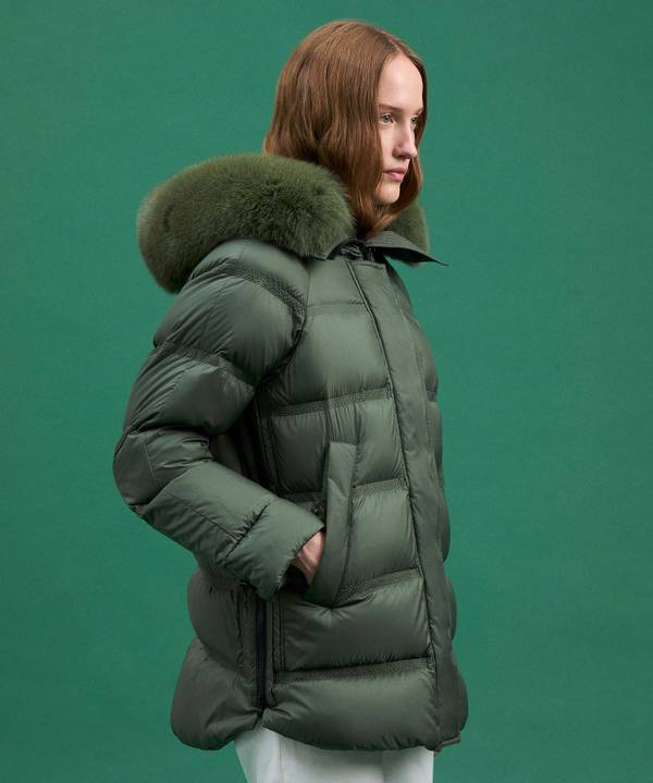 Peuterey Puffer Jacket Con Cappuccio Bordato In Pelliccia Prezzo Ridotto