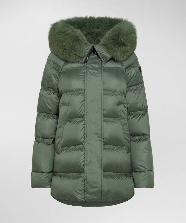 Peuterey Puffer Jacket Con Cappuccio Bordato In Pelliccia Prezzo Ridotto