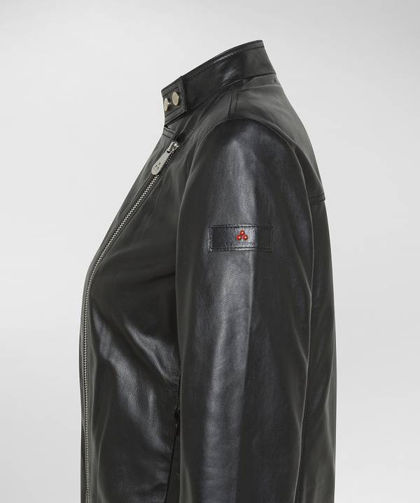 Peuterey Giacca biker in pelle con zip laterale Presa