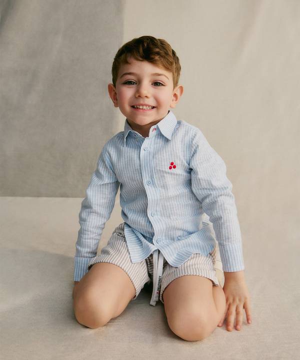Peuterey Camicia rigata in lino In Vendita