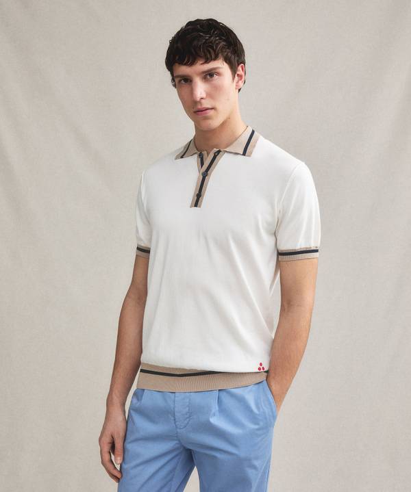 Peuterey Polo in tricot di cotone con dettagli rigati Outlet