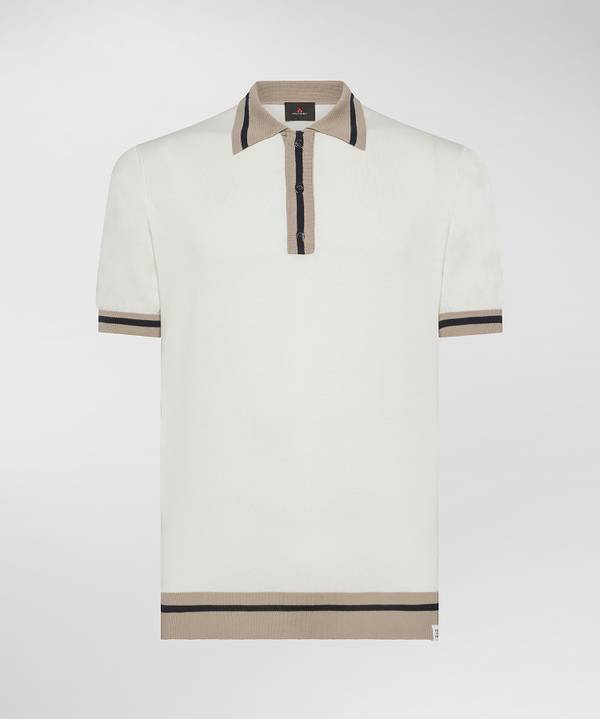 Peuterey Polo in tricot di cotone con dettagli rigati Outlet