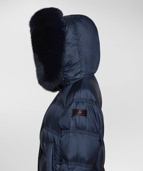 Peuterey Puffer Jacket Con Cappuccio Bordato In Pelliccia Sottocosto