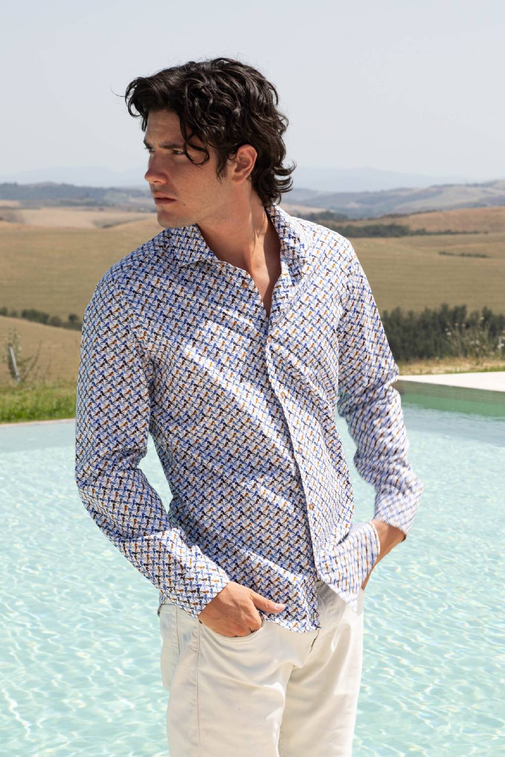 Poggianti Camicia uomo spring summer 24 FIRENZE-60F-113 Vendita Economica
