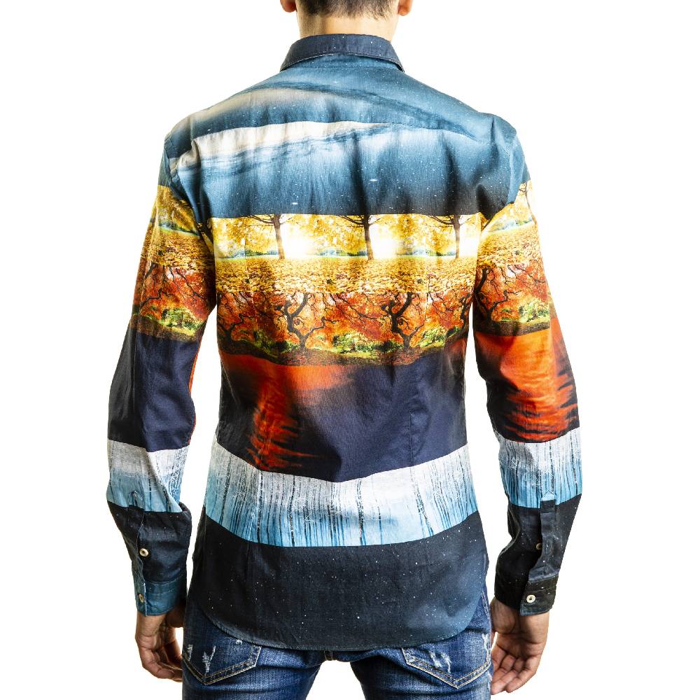 Poggianti Camicia fantasia Autunno collo italiano Spedizione Gratuita