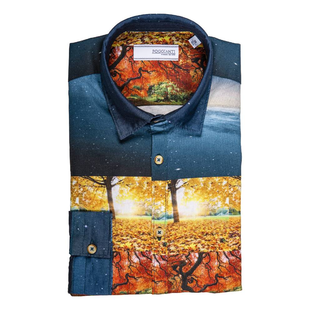 Poggianti Camicia fantasia Autunno collo italiano Spedizione Gratuita