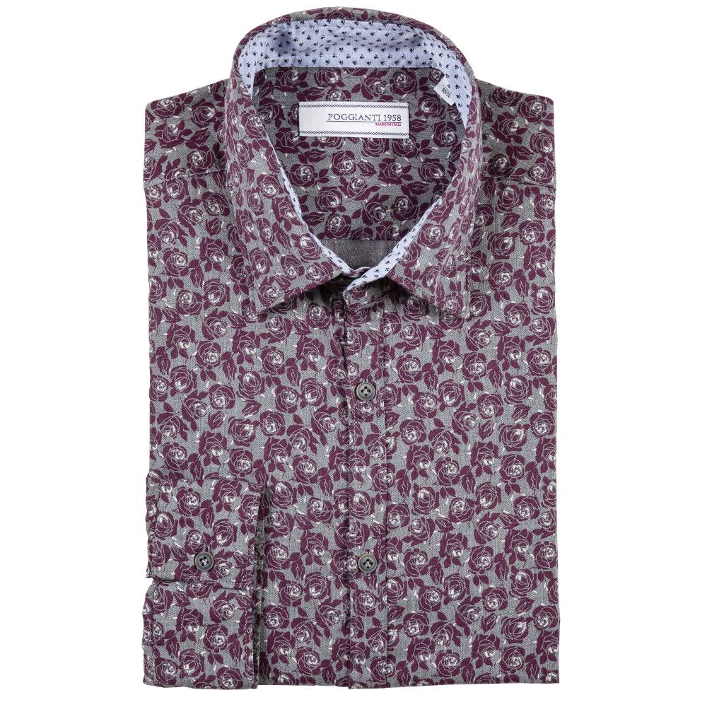 Poggianti Camicia fantasia in flanella collo italiano Pezzi Unici