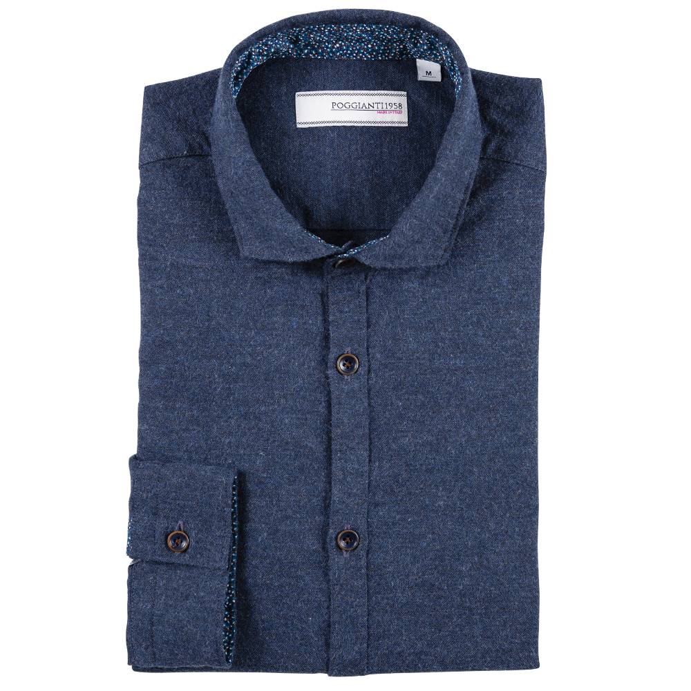 Poggianti Camicia in flanella con contrasti fantasia Sottocosto