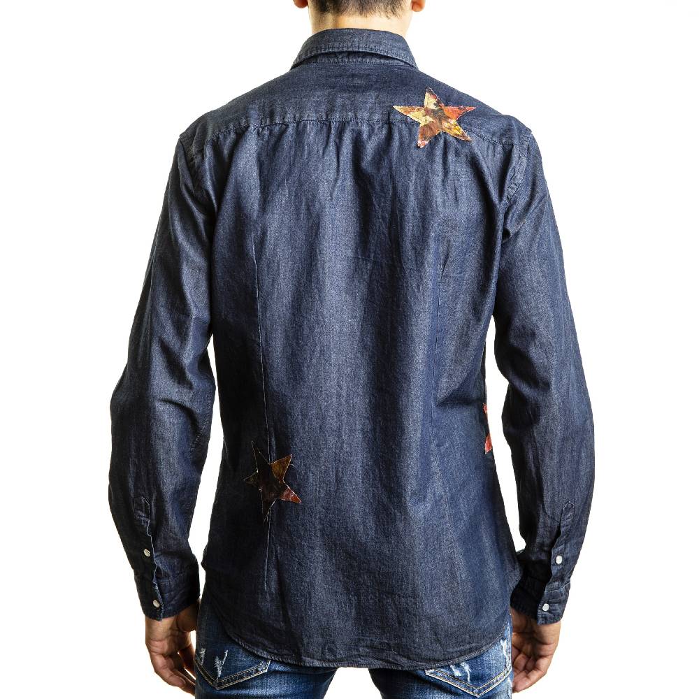 Poggianti Camicia Denim con stelle patchwork Economico