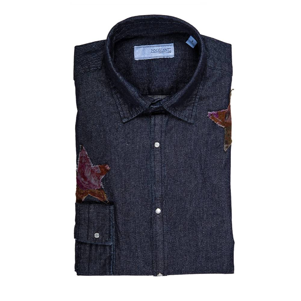 Poggianti Camicia Denim con stelle patchwork Economico