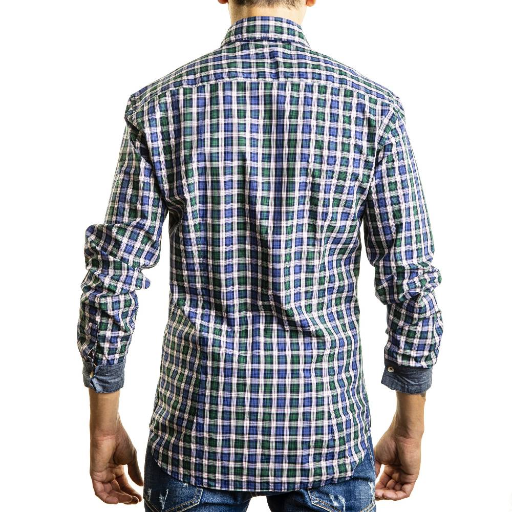 Poggianti Camicia Quadri con contrasti in denim Online