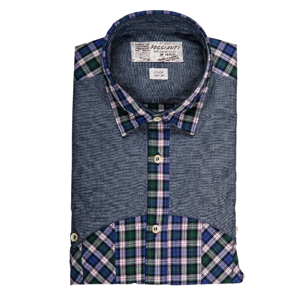 Poggianti Camicia Quadri con contrasti in denim Online