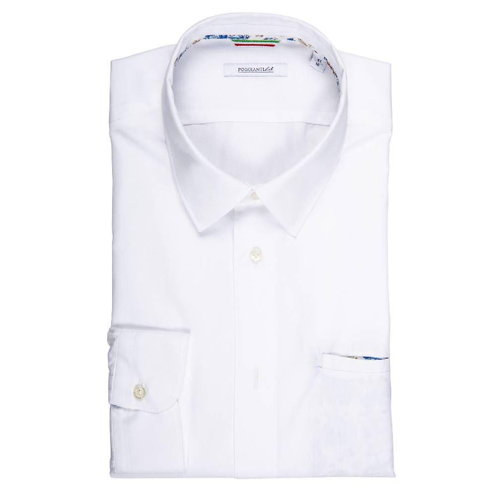 Poggianti Camicia Bianca con contrasti fantasia Outlet