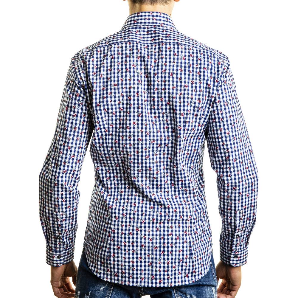 Poggianti Camicia Fantasia su base Quadri In Vendita