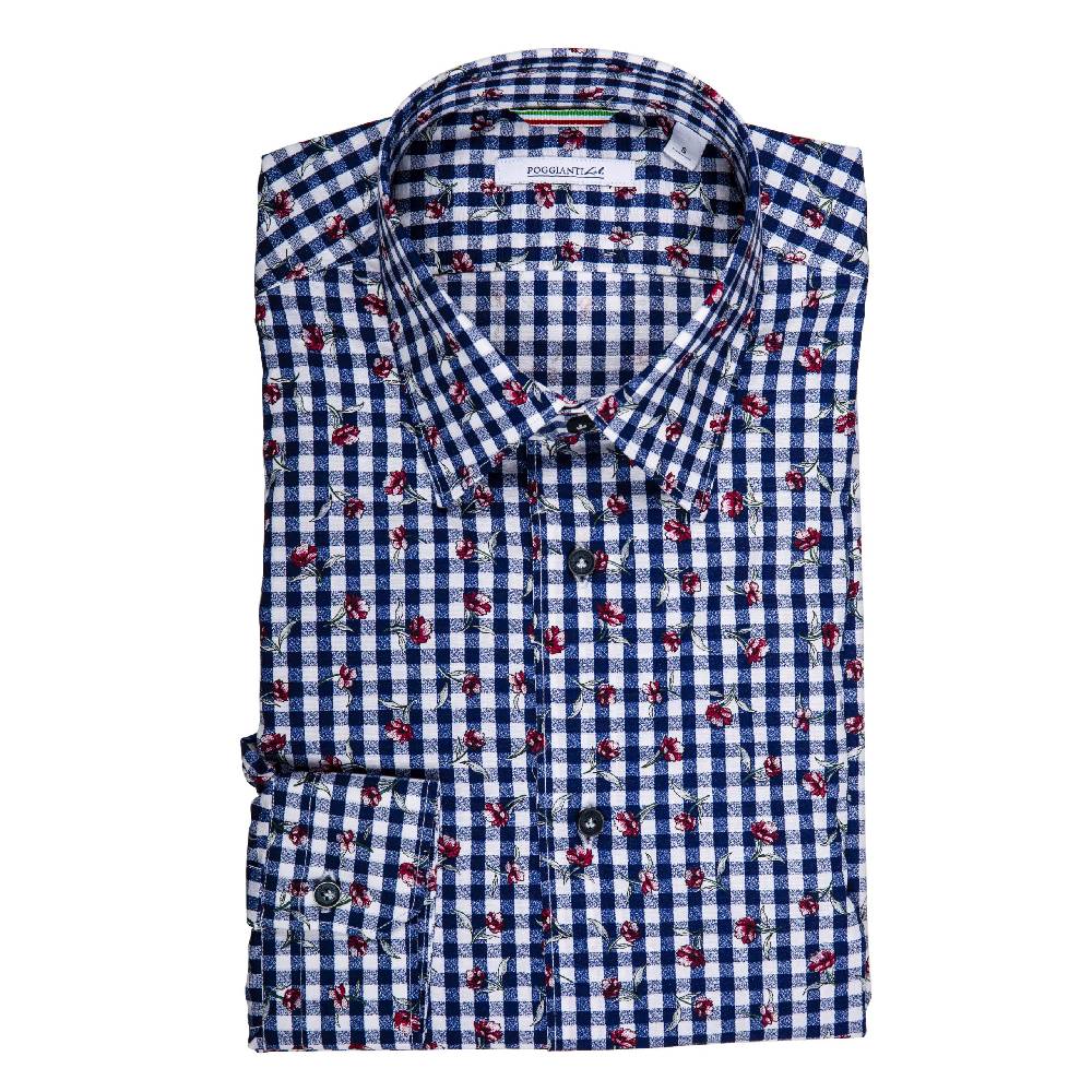 Poggianti Camicia Fantasia su base Quadri In Vendita