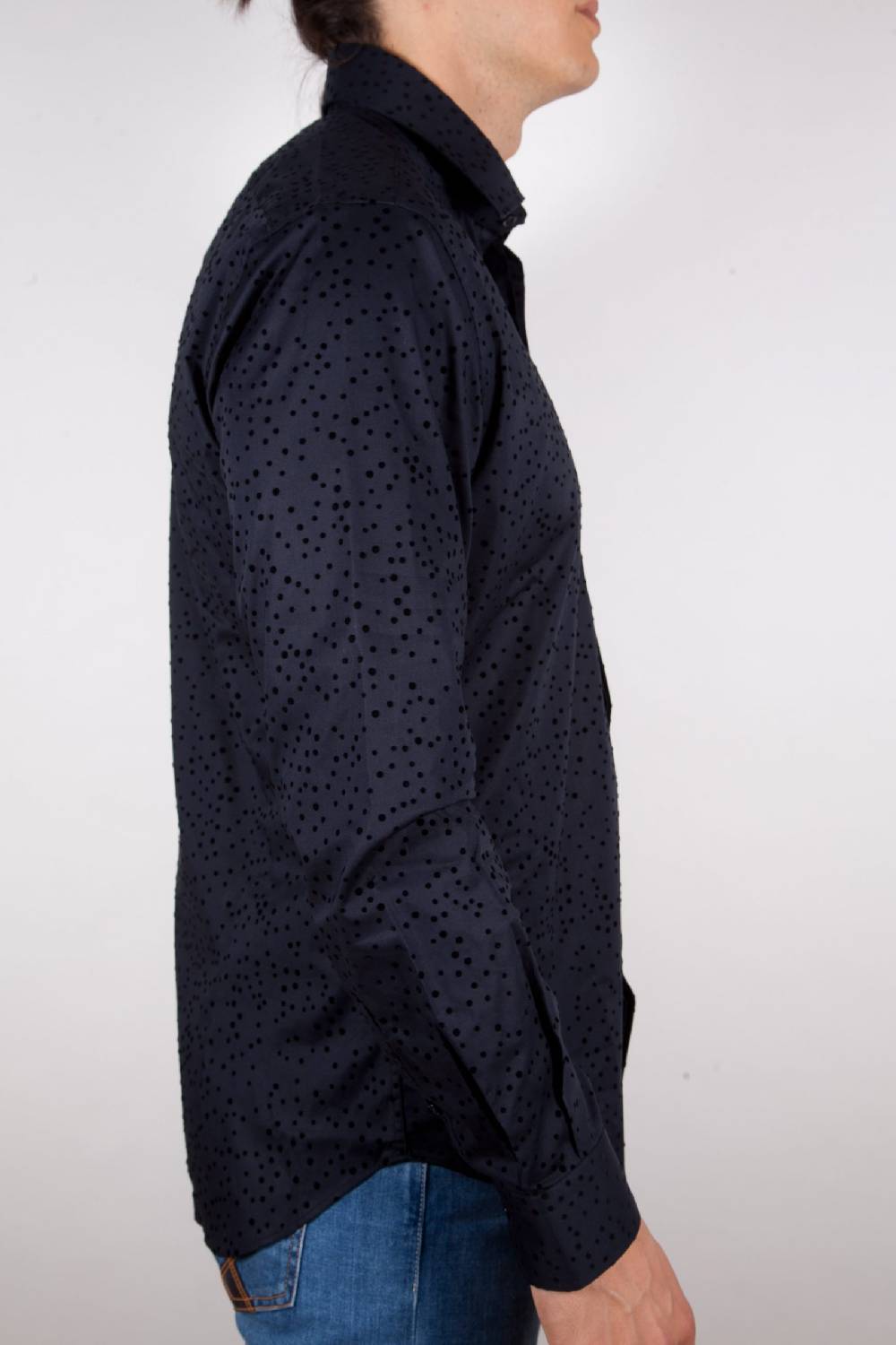Poggianti Camicia Fantasia Floccato Nero Negozi Online
