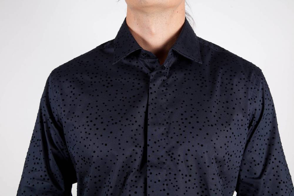 Poggianti Camicia Fantasia Floccato Nero Negozi Online