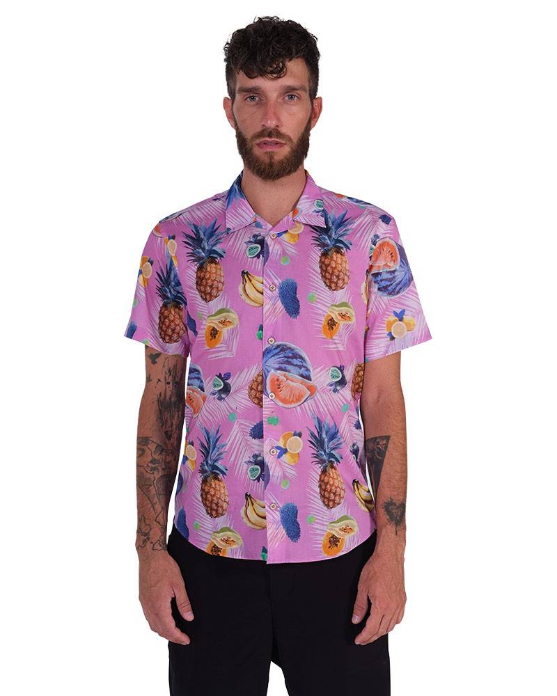 Poggianti Camicia Fantasia Collo Morbido Rosa Prezzo Ridotto