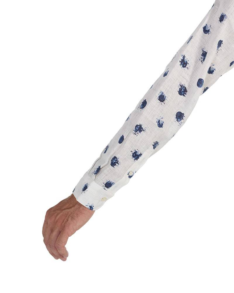 Poggianti Camicia Fantasia Collo Morbido Bianco Convenienza