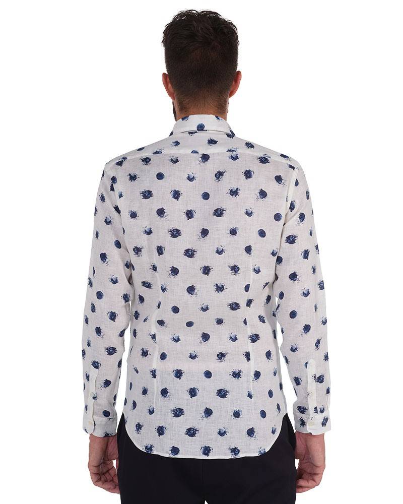 Poggianti Camicia Fantasia Collo Morbido Bianco Convenienza