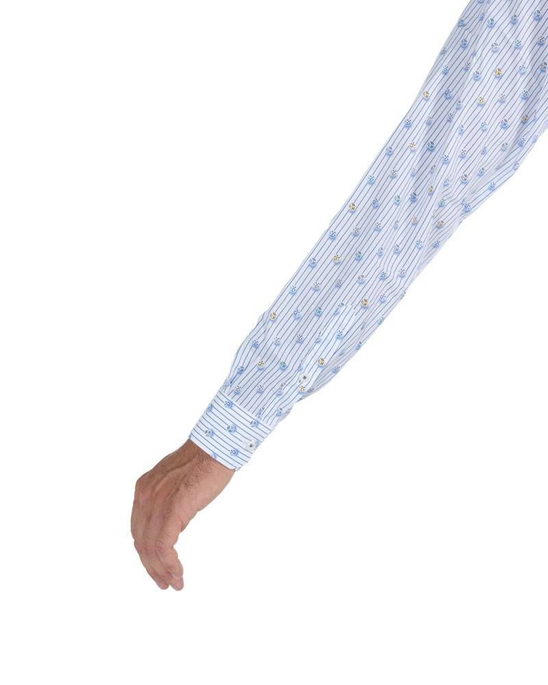 Poggianti Camicia Fantasia Collo Morbido Azzurro/Bianco Novità