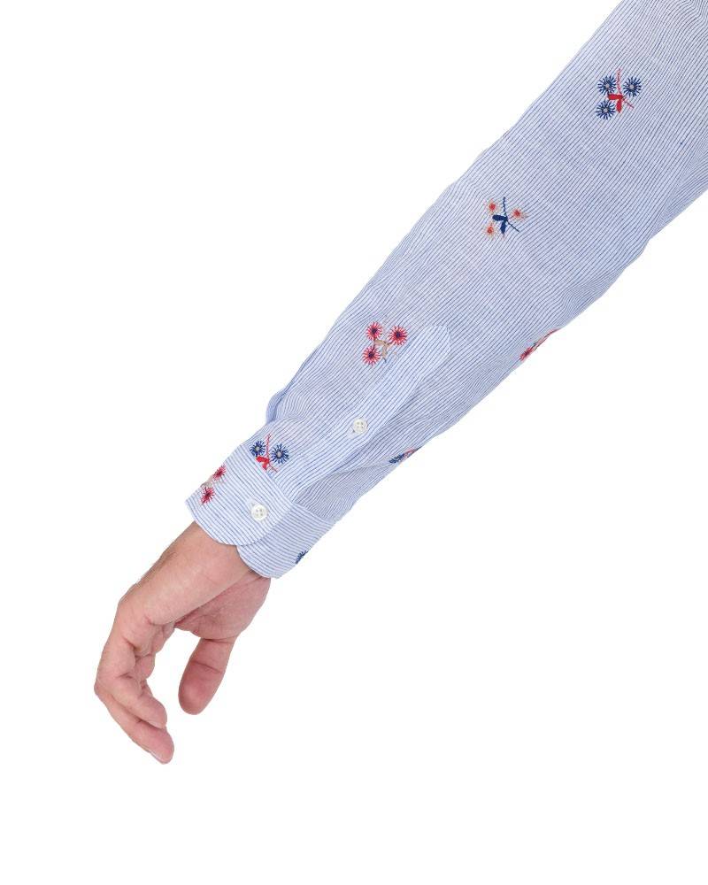 Poggianti Camicia Fantasia Collo Morbido azzurro Sconto