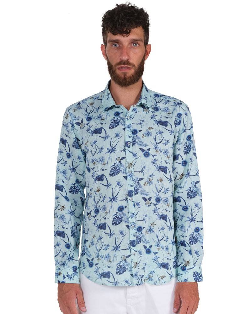 Poggianti Camicia Fantasia Collo Morbido Verde Offerta