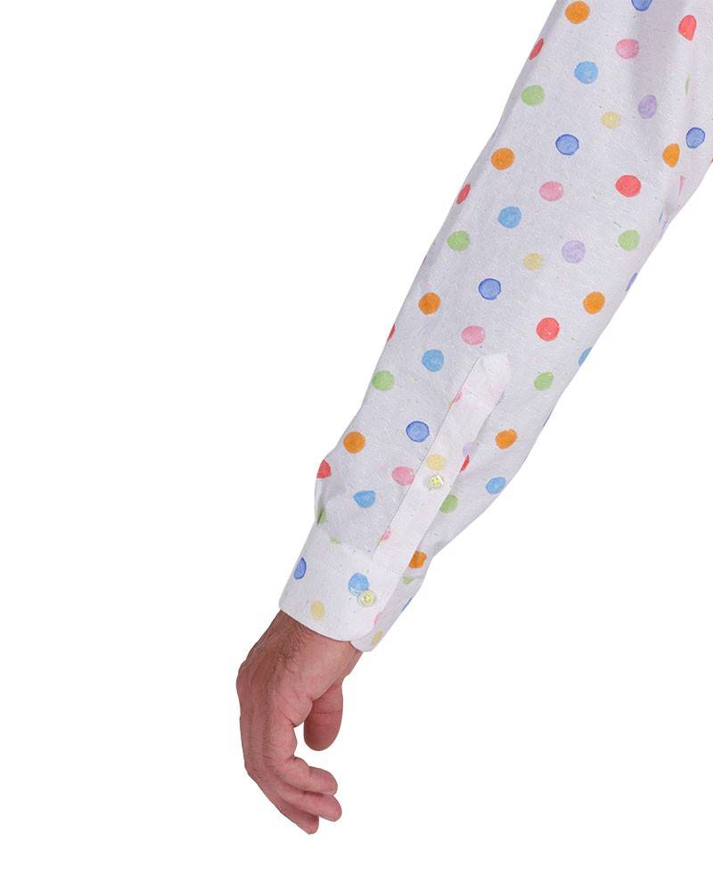 Poggianti Camicia Fantasia Collo Morbido Bianco In Vendita