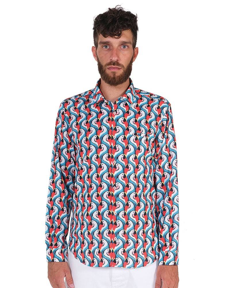 Poggianti Camicia Fantasia Collo Morbido Multicolore Offerte