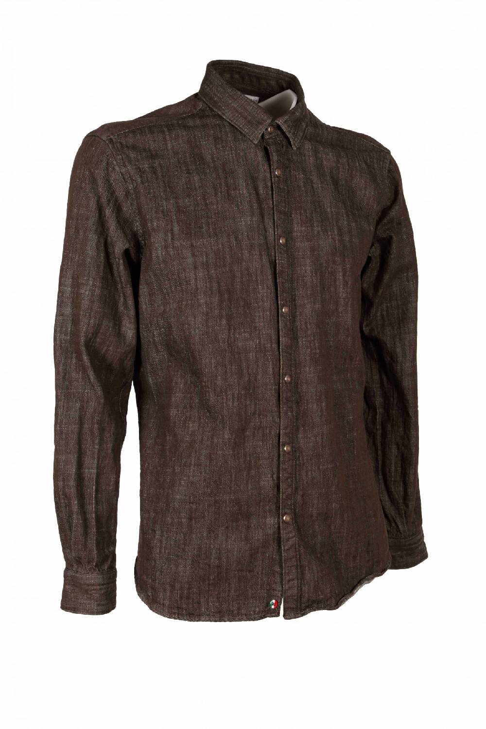 Poggianti Camicia uomo in denim verde militare CHIUSI-66F-233-02 Italy