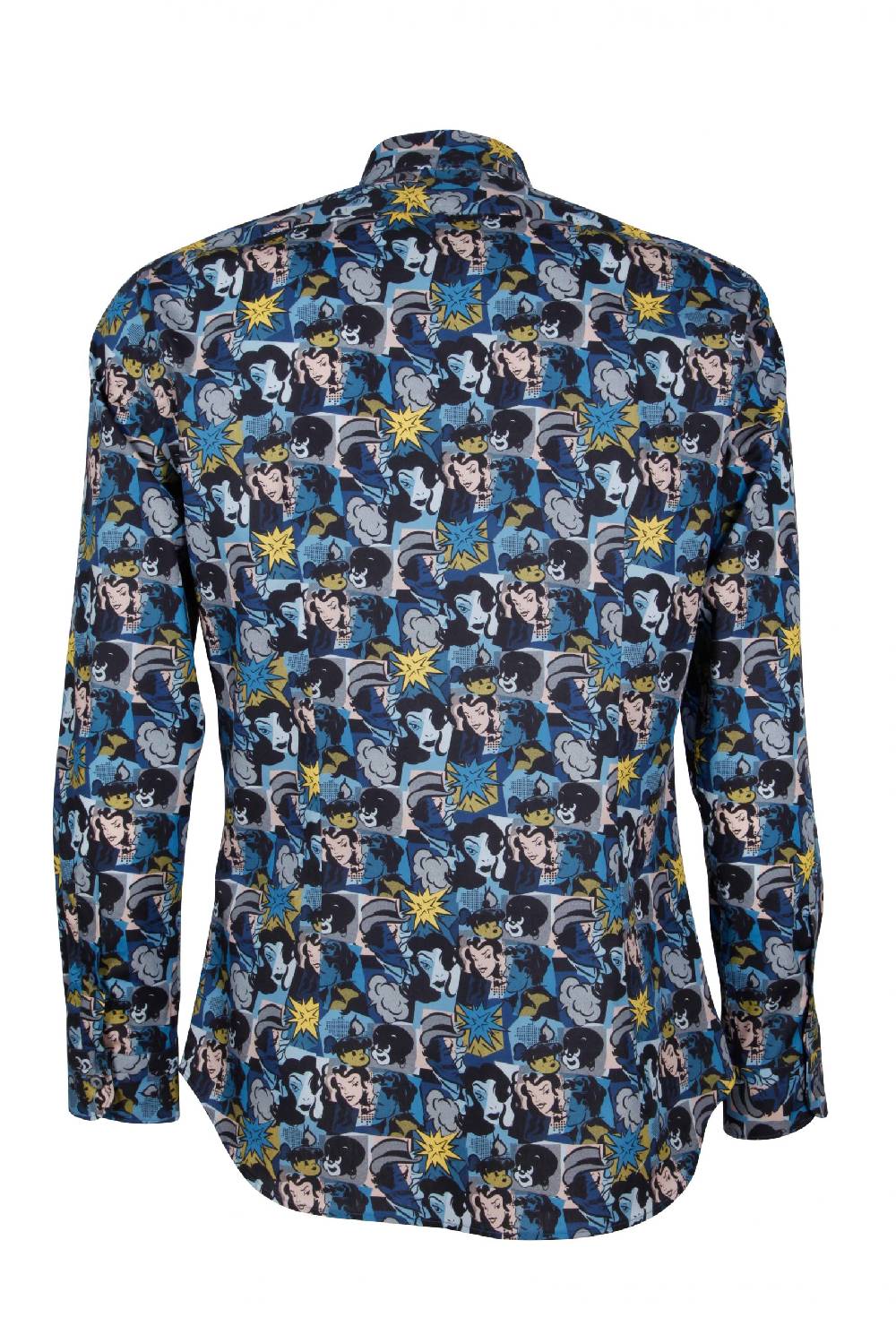 Poggianti Camicia uomo in cotone con stampa fumetti PISA-66F-179-01 Nuovo