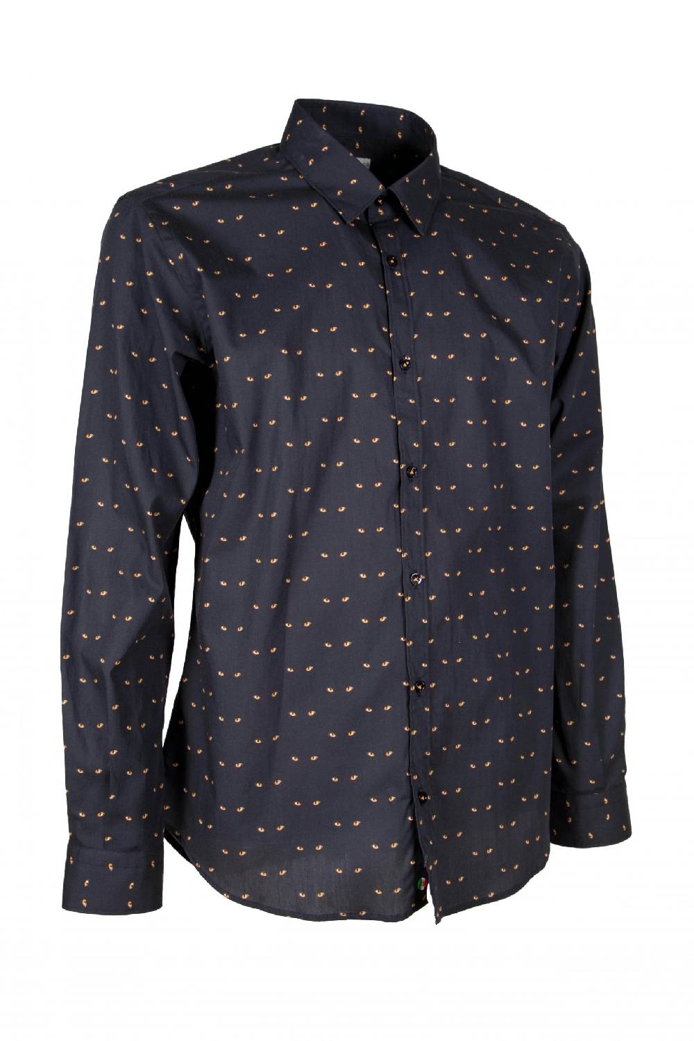 Poggianti Camicia uomo Blu in cotone stampata con occhi di gatto PISA-UBBF-177-01 Qualità