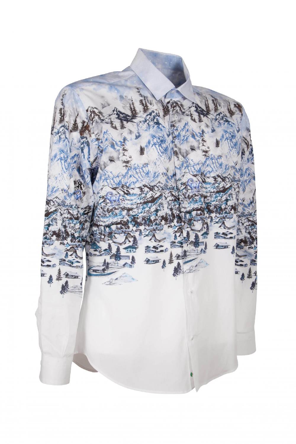 Poggianti Camicia uomo cotone con stampa paesaggio i montagna FIRENZE-73F-170-01 Vendita