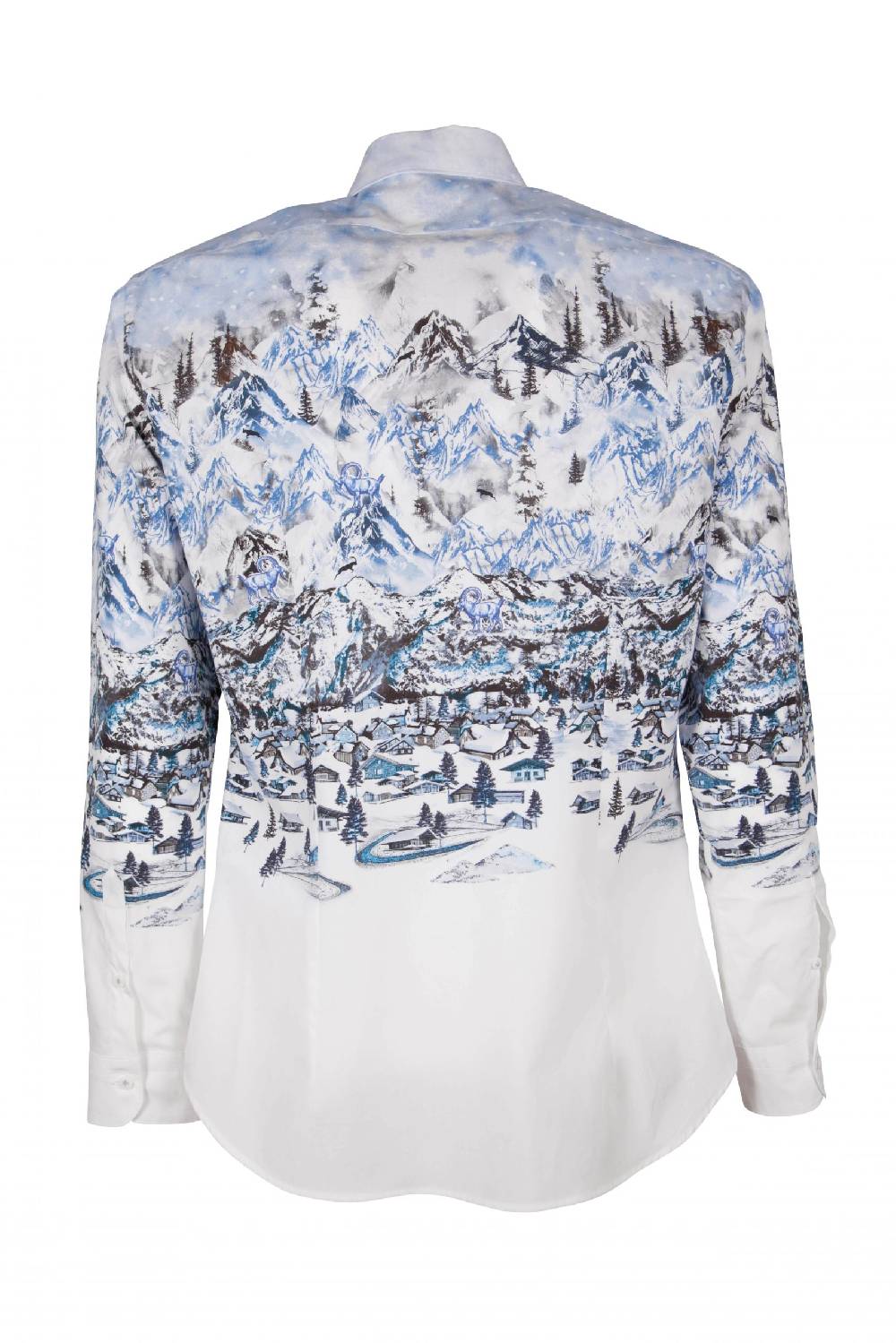 Poggianti Camicia uomo cotone con stampa paesaggio i montagna FIRENZE-73F-170-01 Vendita