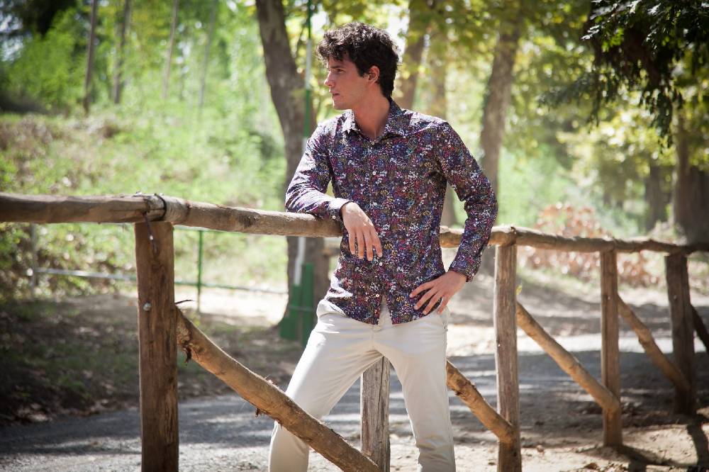 Poggianti Camicia uomo in tessuto tecnico con stampa piccola floreale . ACTIVE. 73-190-01 Spedizione Gratuita