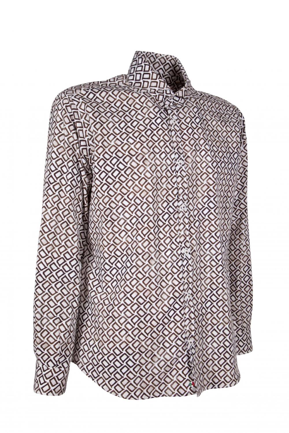 Poggianti Camicia uomo cotone con stampa geometrica PISA-31F-140-01 Pezzi Unici