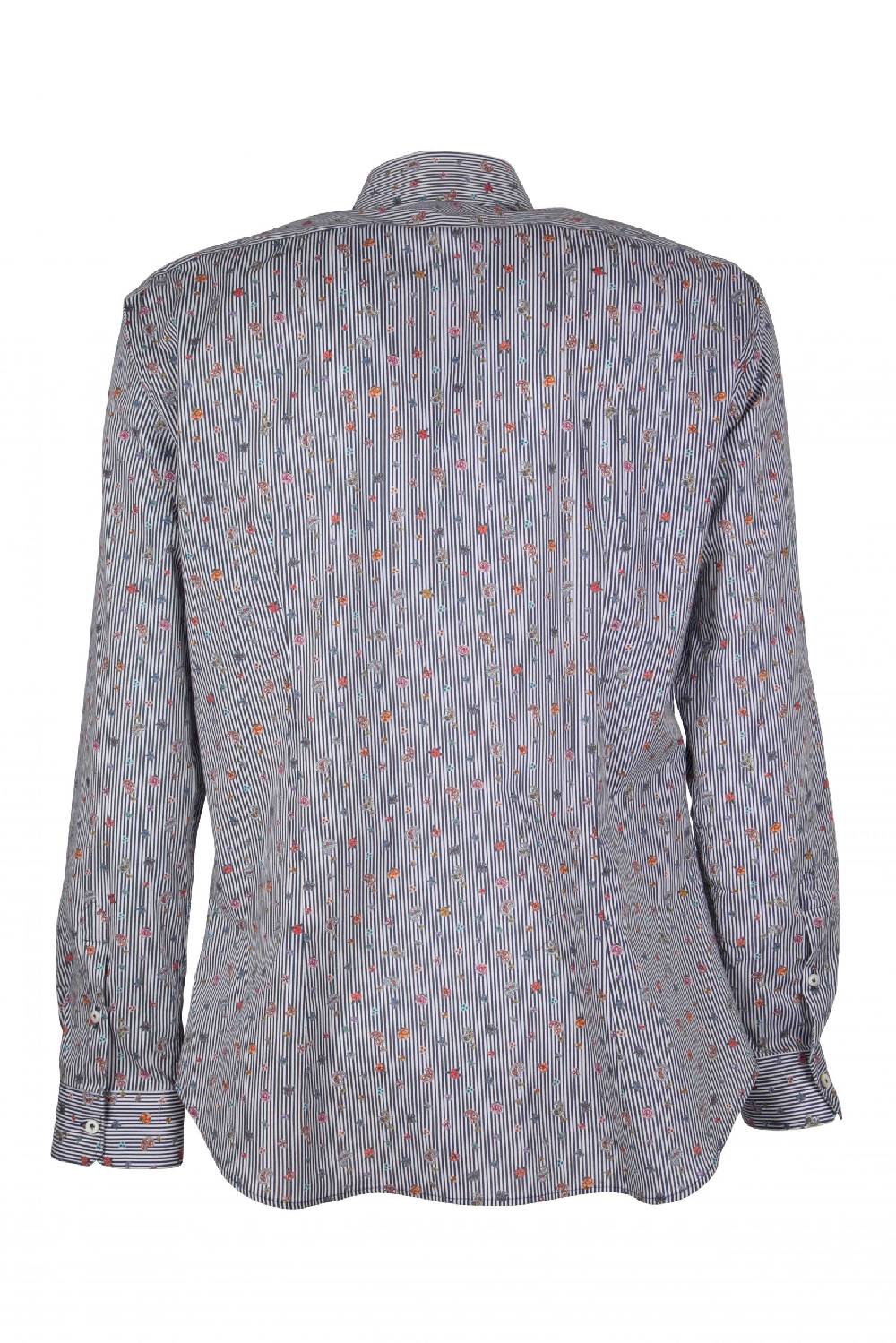 Poggianti Camicia uomo stretch con stampa righe e fiori GIOVI-62M-135-01 Offerta Giorno del Papà