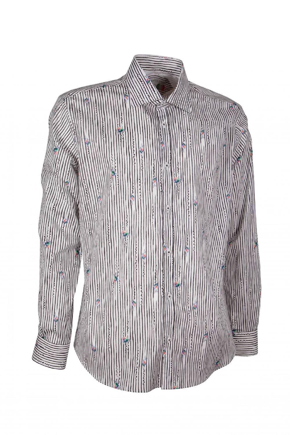 Poggianti Camicia uomo stretch con stampa righe e animali GIOVI-61-134-02 Qualità Garantita