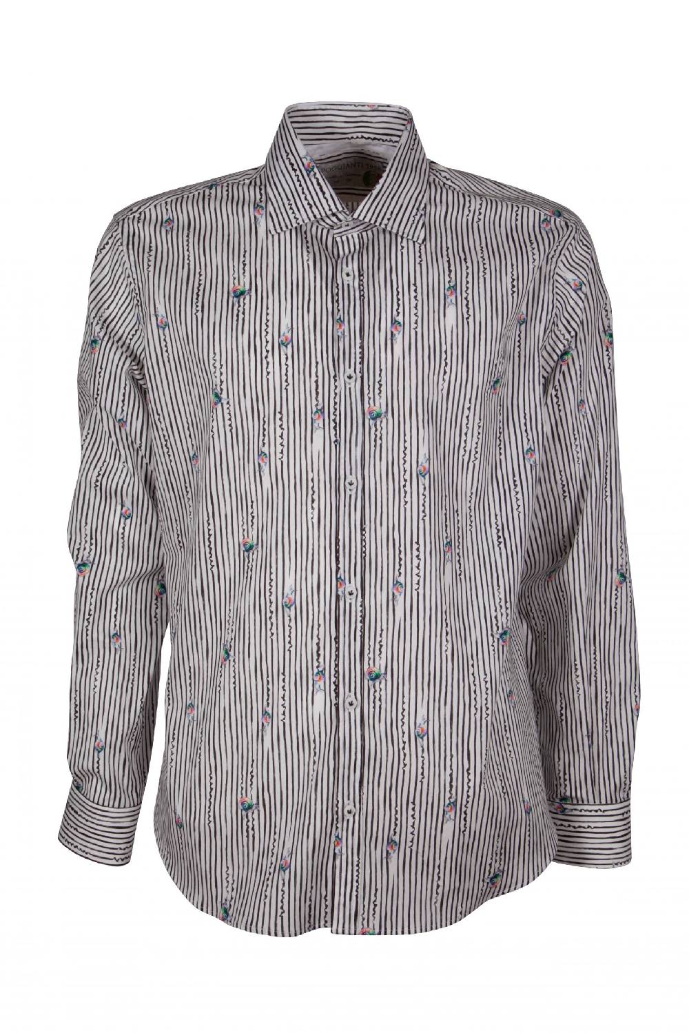 Poggianti Camicia uomo stretch con stampa righe e animali GIOVI-61-134-02 Qualità Garantita